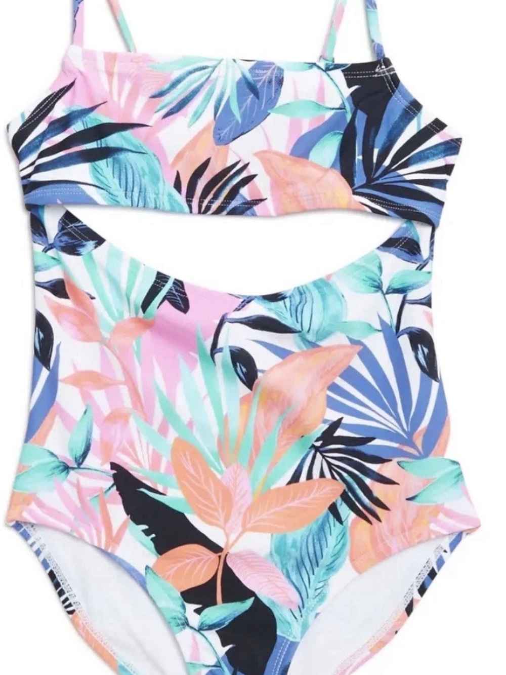 Raisins Pink & Teal Tropical Print Girls One-Piece Swimsuit